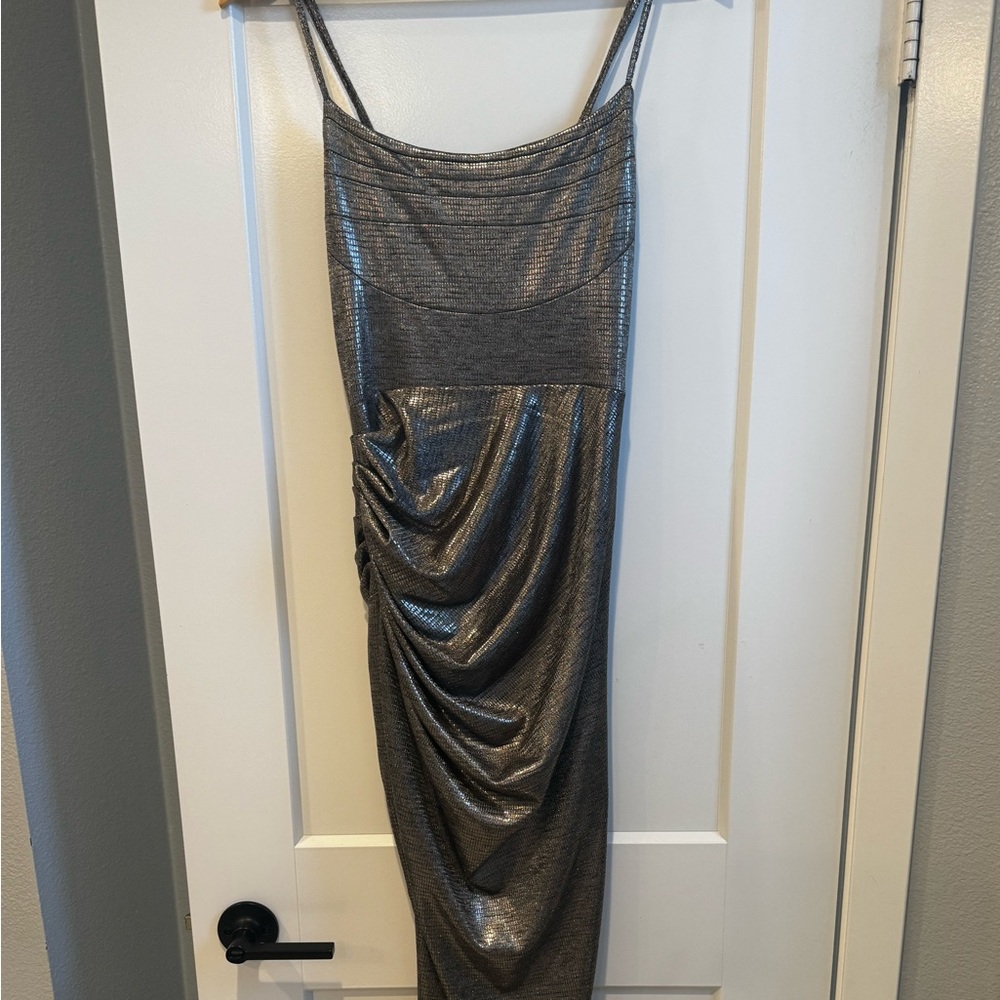 JLUXLABEL Elegant Silver Women's Gunmetal Dress